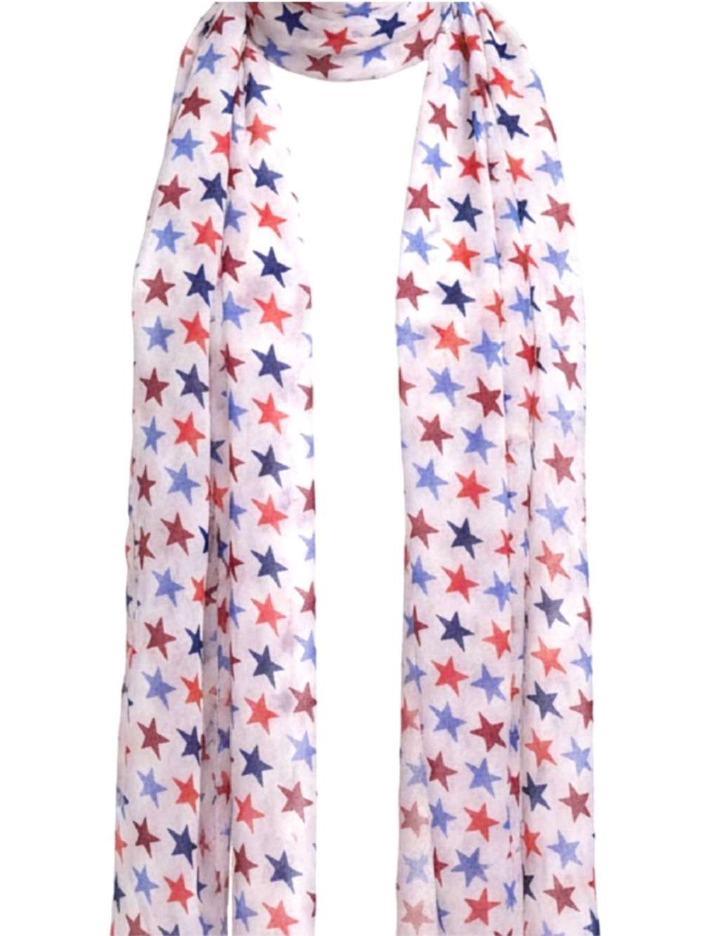 Patriotic Star Print Lightweight Scarf or Wrap in Red White And Blue NWT